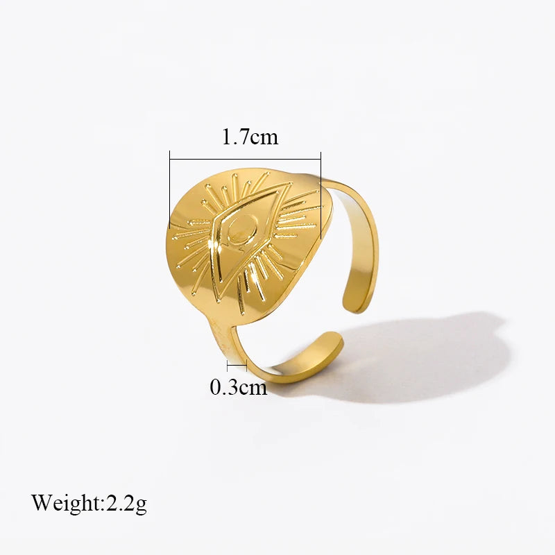 EILIECK 316L Stainless Steel Geometric Gold Color Cuff Rings For Women Girl Fashion New Jewelry Friend Gift Party anillos mujer