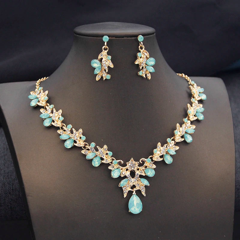 Butterfly Collar Opal Pink Bridal Jewelry Sets for Women Choker Necklace Earring Set Wedding Bride Jewelry Sets 3 Pcs Gifts