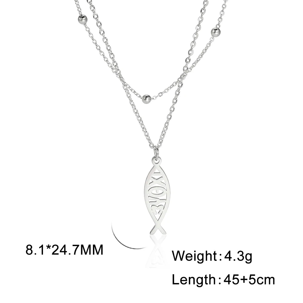 My Shape Stainless Steel Necklace Christian Jewelry Heart Jesus Cross Shaped Steel Color Gold Color Pendant Chain Jewelry Gifts