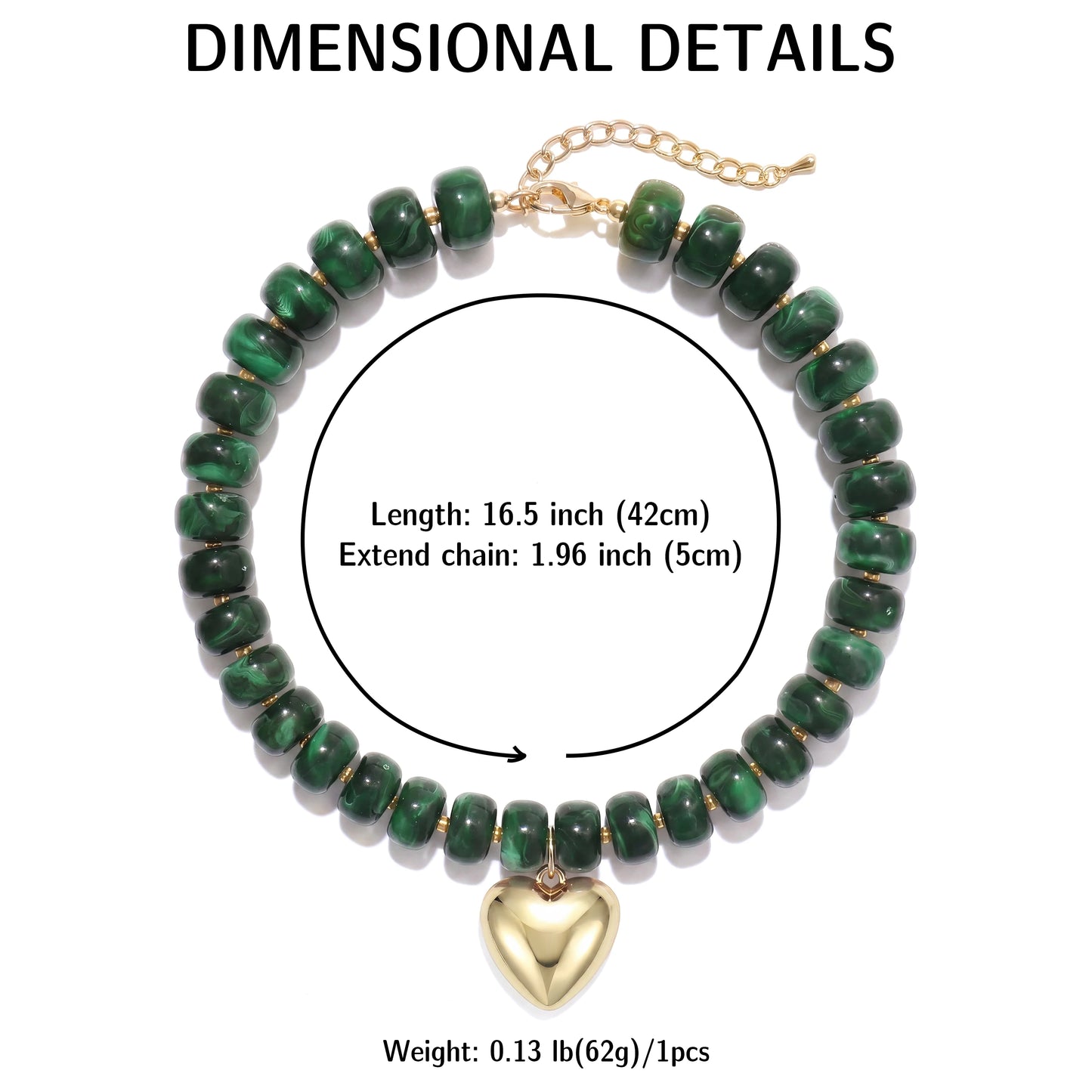 Badu Bohemia Colorful Acrylic Beaded Choker Necklace for  Women 14K Gold Plated Heart Pendant Summer Aesthetic Y2K Jewelry Gift