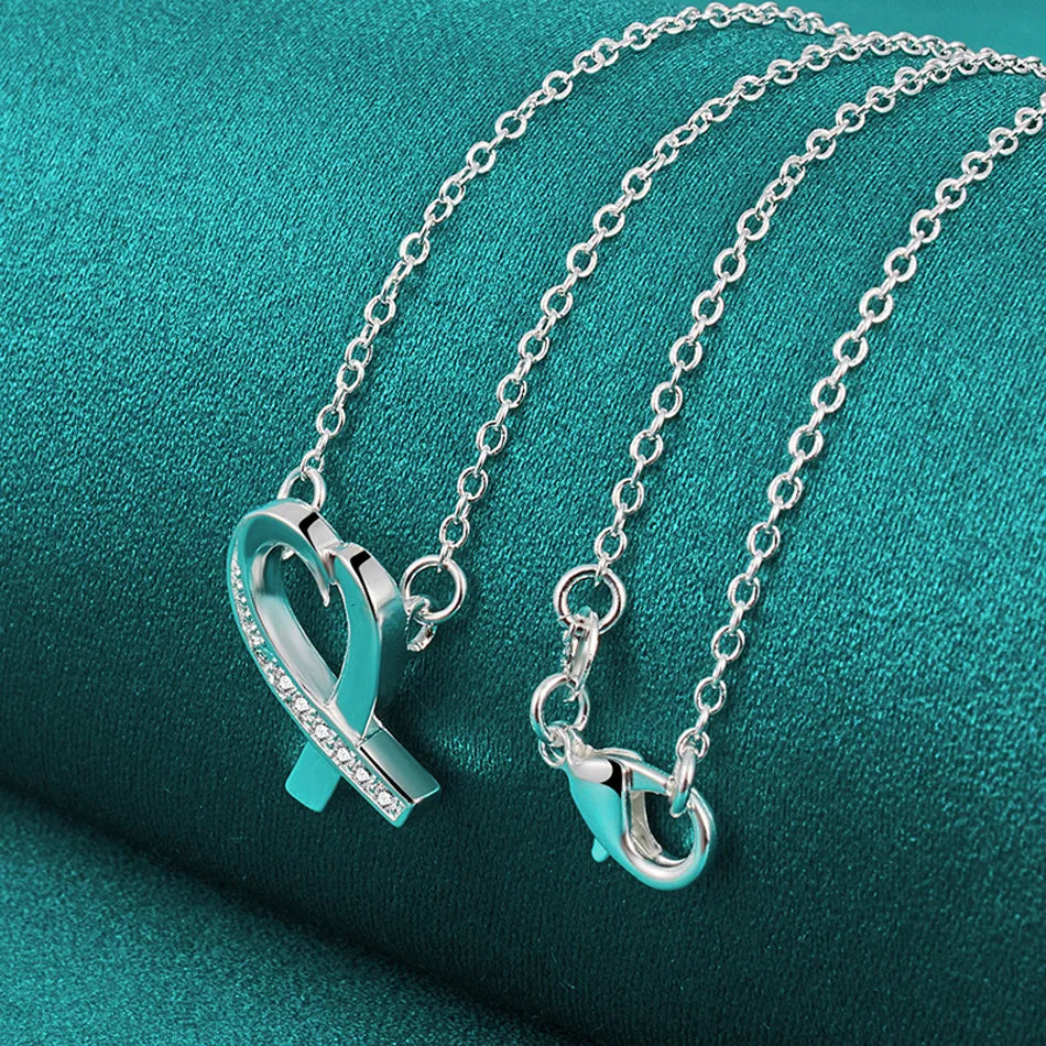 URMYLADY 925 Sterling Silver Heart AAAAA Zircon 18 Inch Pendant Necklace For Women Wedding Engagement Fashion Jewelry Gifts
