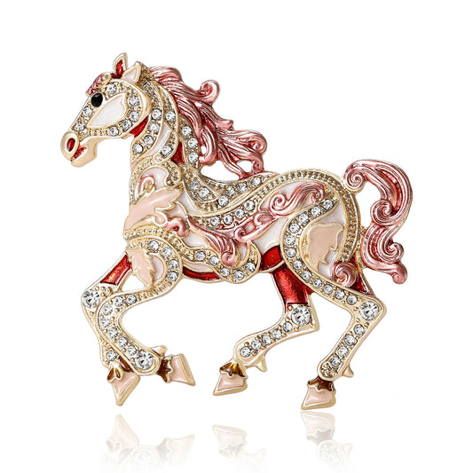 Women's Luxury Jewelry Box Horse Brooch Ornament Souvenir Gift Horse Year Mascot High-end Dress Needle