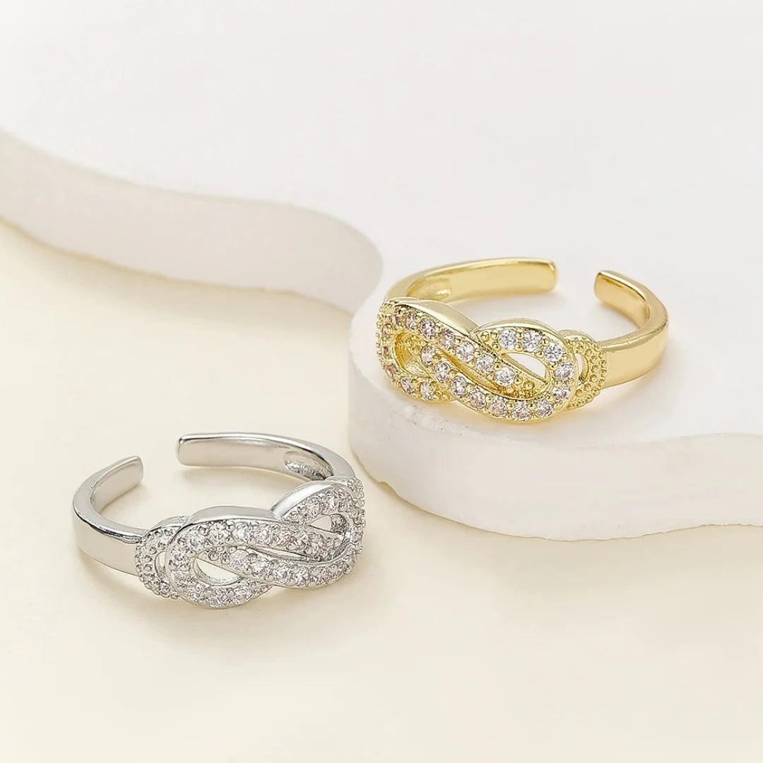 Cute Female Gold Color Infinity Wedding Rings Promise Open Adjustable Engagement Jewelry For Women