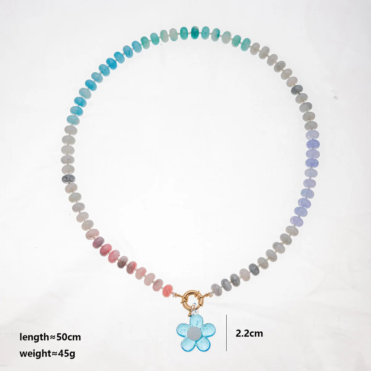 2026 Handmade Acrylic Rainbow Flower Colorful Beaded Necklace Summer Beach Dopamine Necklace Gift
