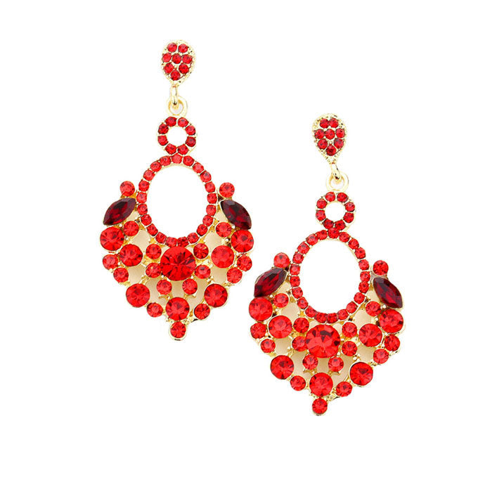 Marquise Crystal Chandelier Statement Evening Earrings