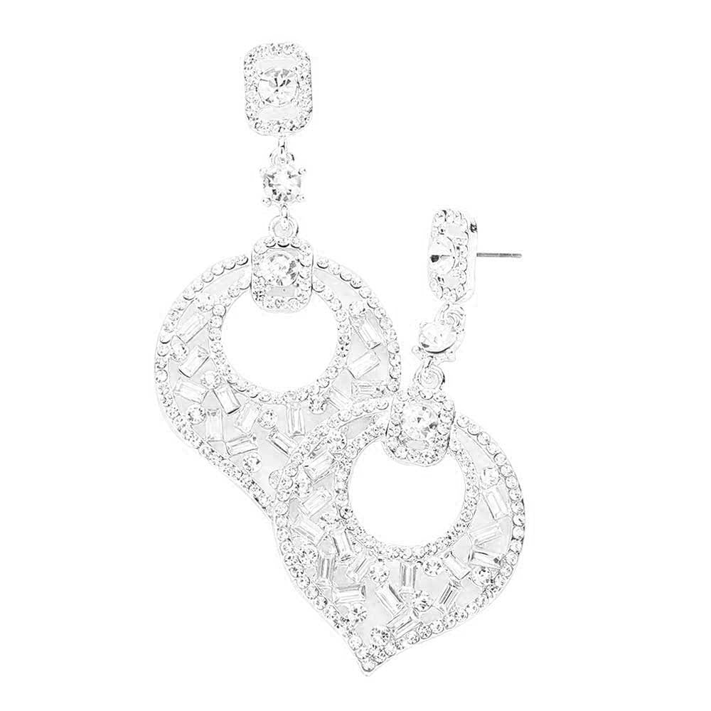 Rectangle Rhinestone Cluster Evening Earrings