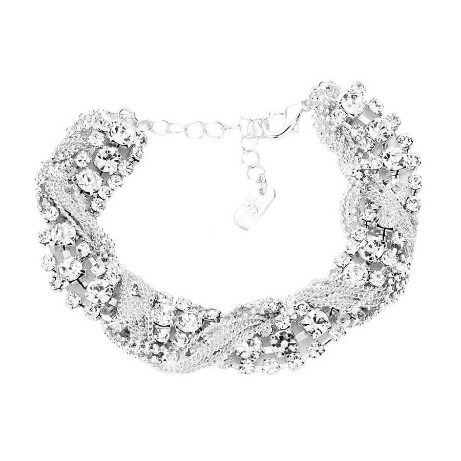 Tangled Chain Crystal Rhinestone Evening Bracelet