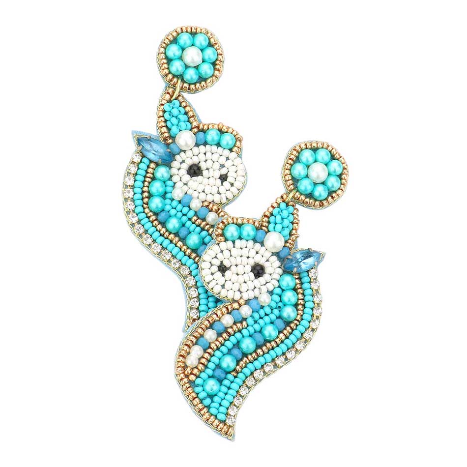 Felt Back Unicorn Beaded Dangle Earrings