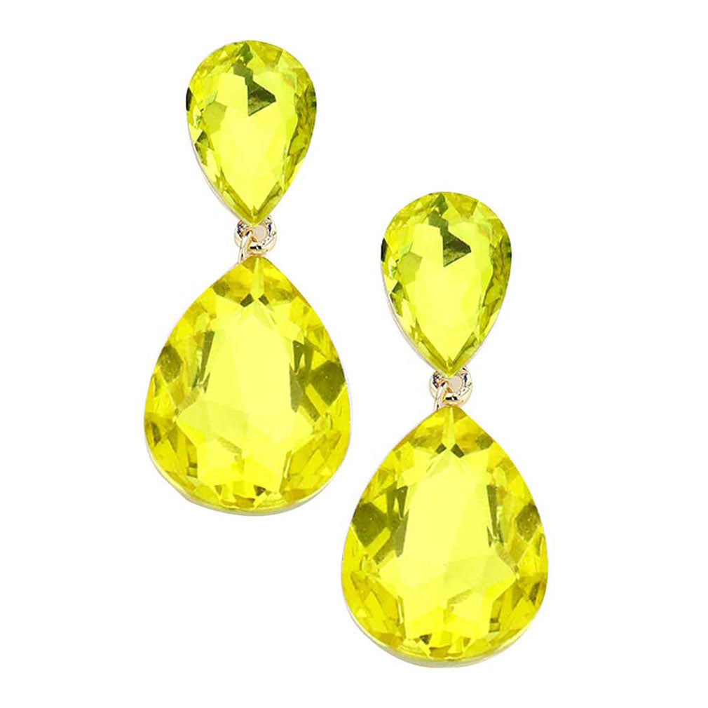Women's Glass Crystal Teardrop Evening Dangle Earrings
