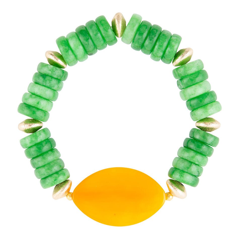 Apricot Green Agate Chunky Golden Bracelet