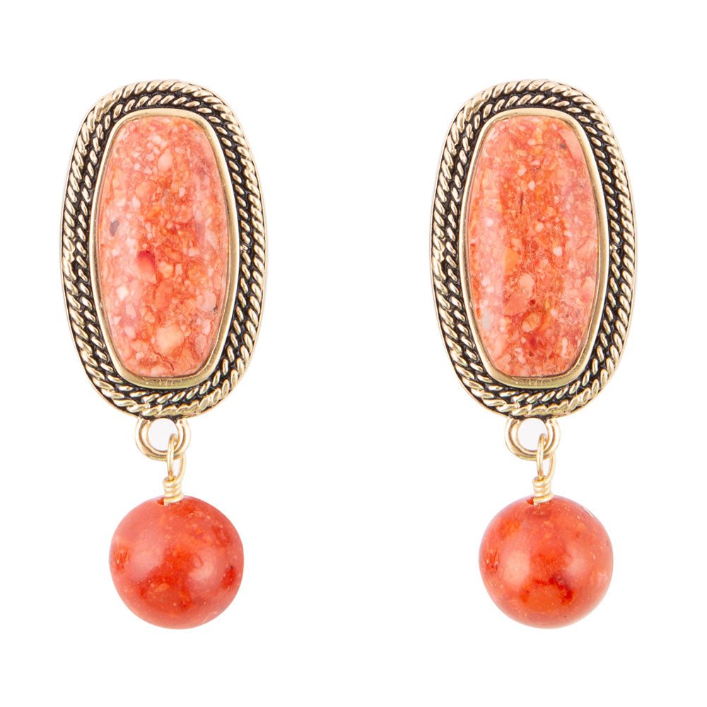 Catalina Orange Sponge Coral Golden Clip-On Earrings
