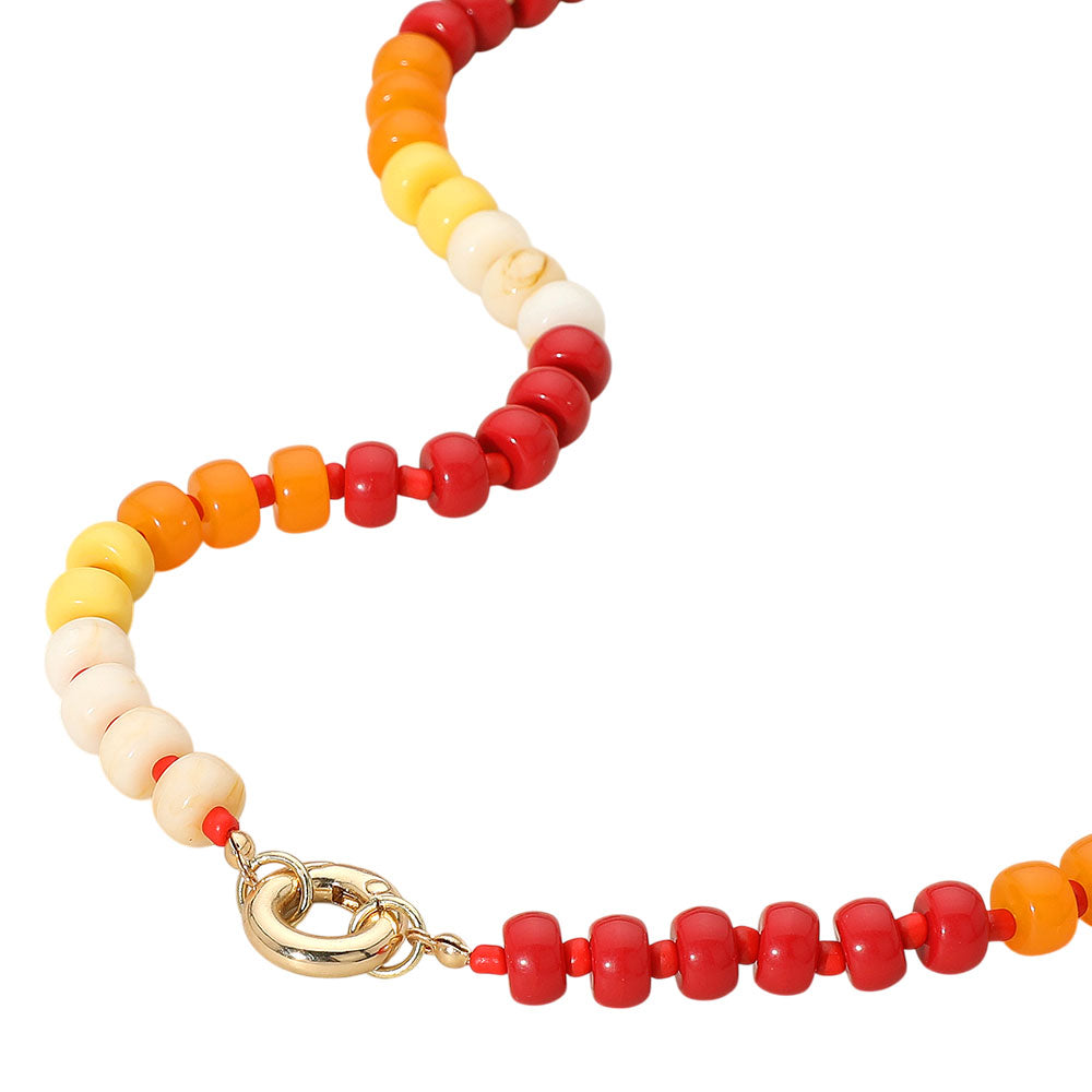 Clasp Accent Disc Beaded Necklace