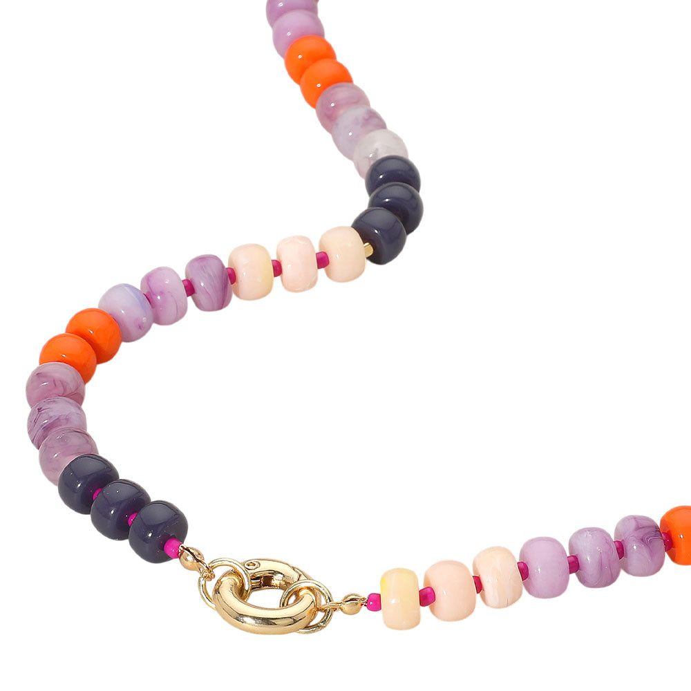 Clasp Accent Disc Beaded Necklace