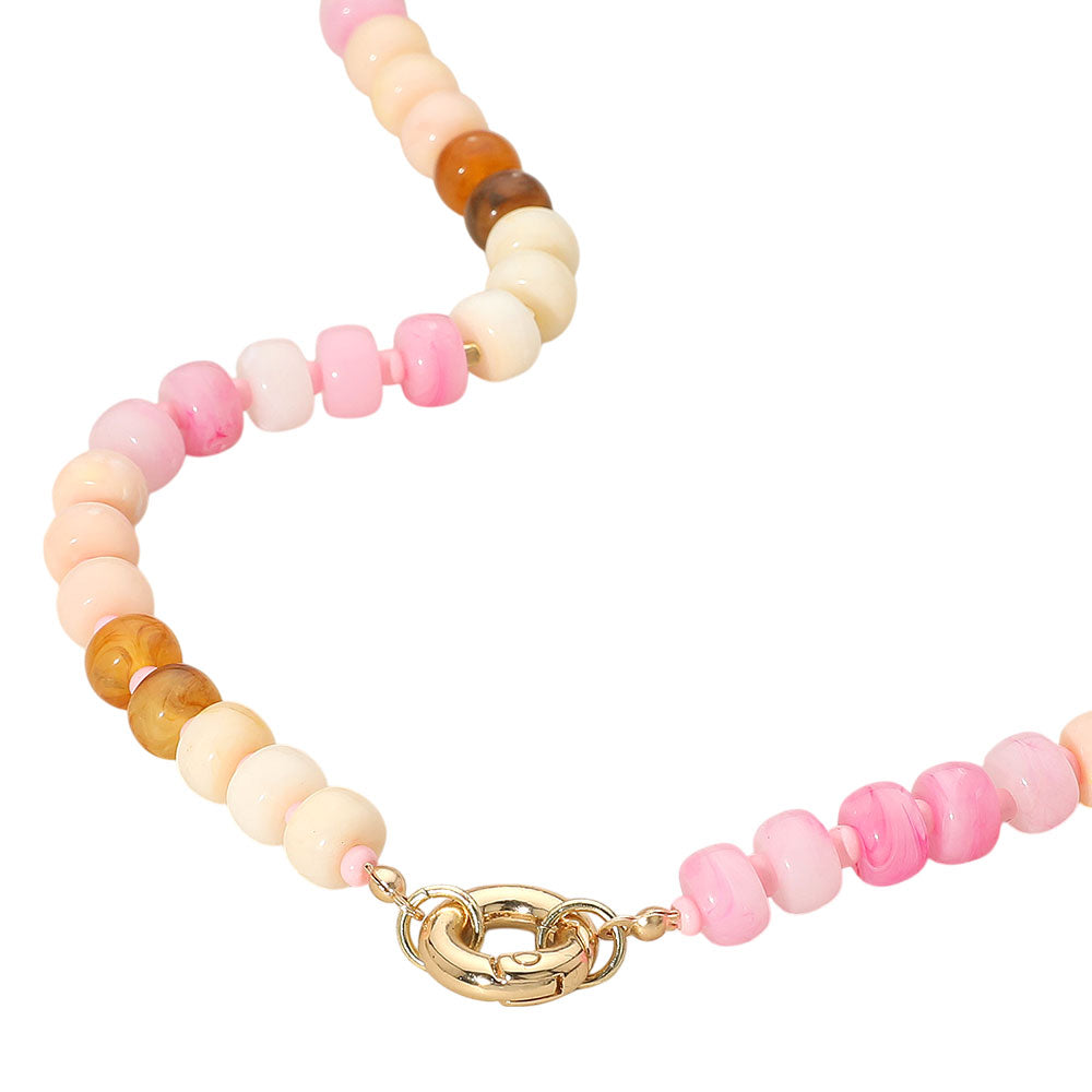 Clasp Accent Disc Beaded Necklace
