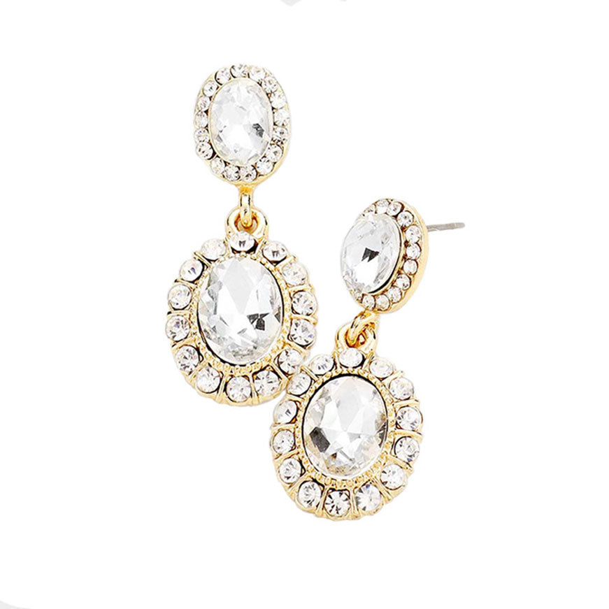 Crystal Rhinestone Drop Evening Earrings