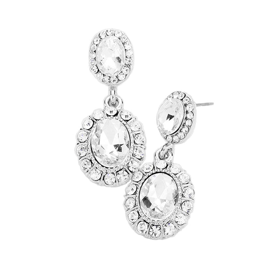 Crystal Rhinestone Drop Evening Earrings
