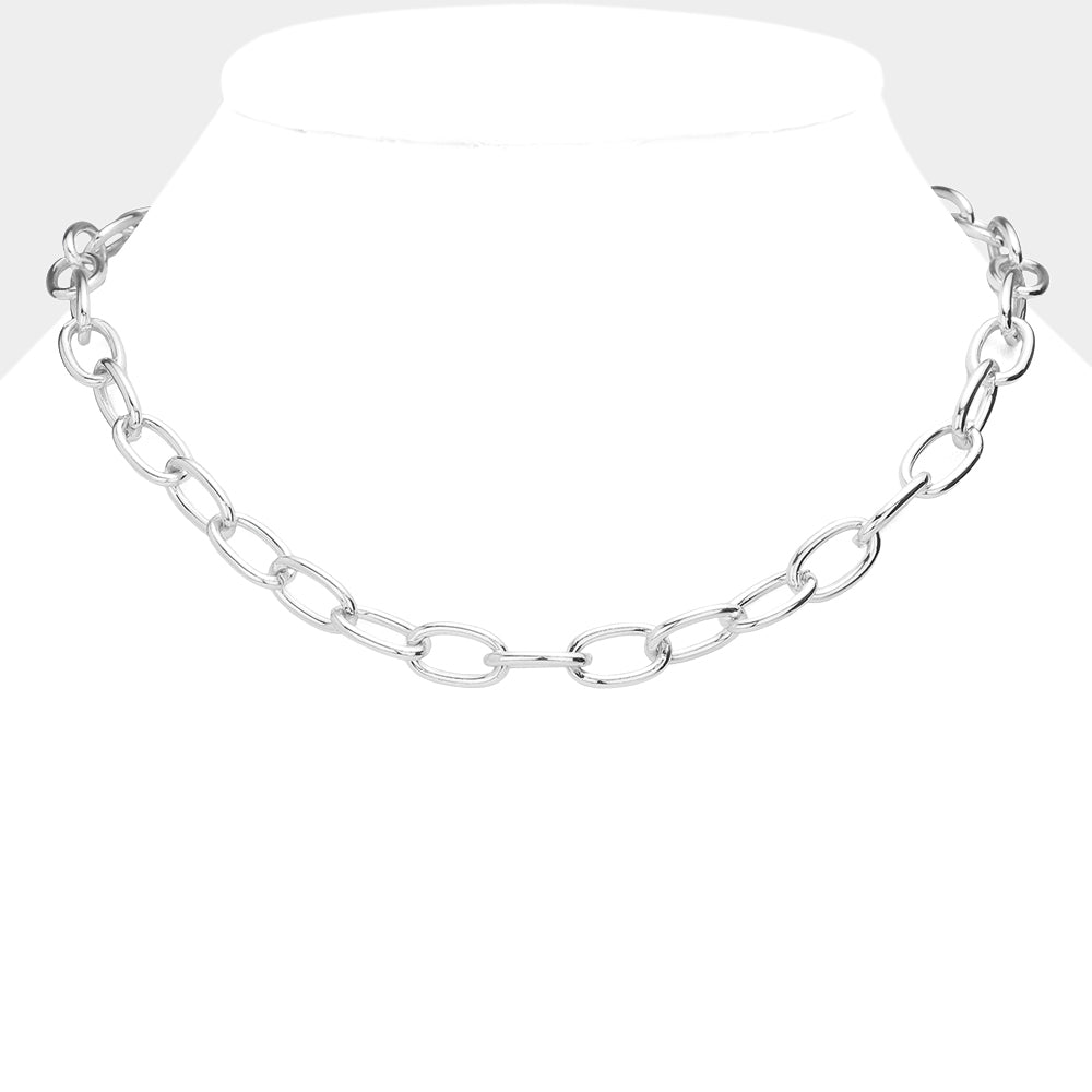 Oval Metal Link Necklace