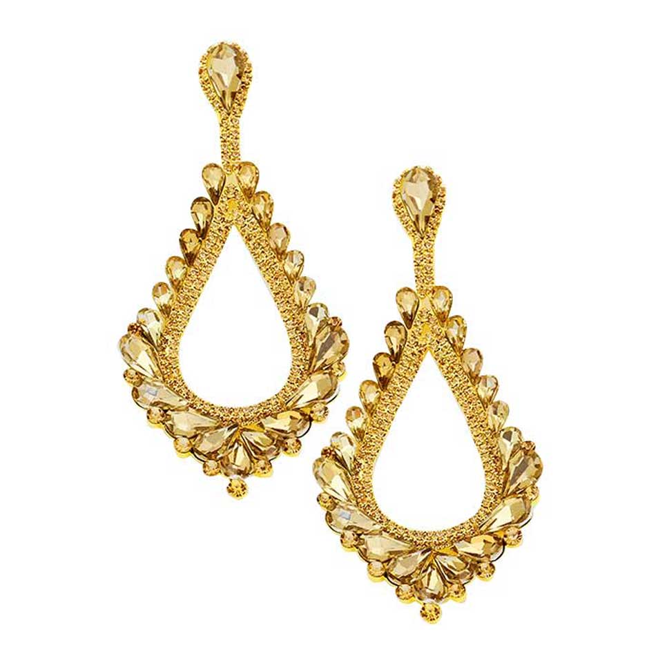Oversized Cut Out Cluster Vine Accented Teardrop Earrings