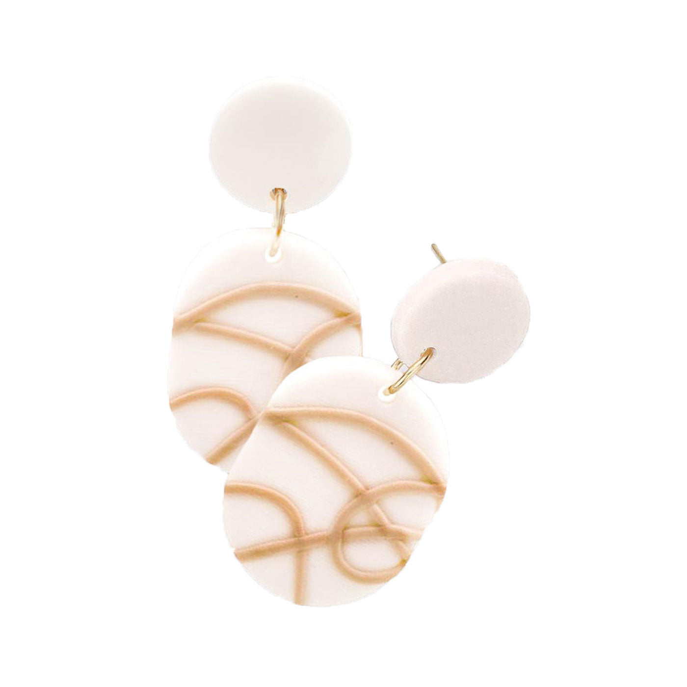Patterned Oval Polymer Clay Dangle Earrings