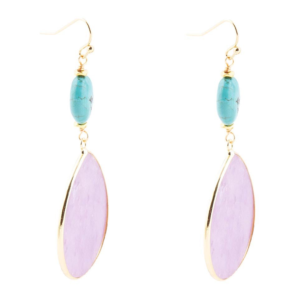 Purple Amethyst Tear Golden Drop Earrings