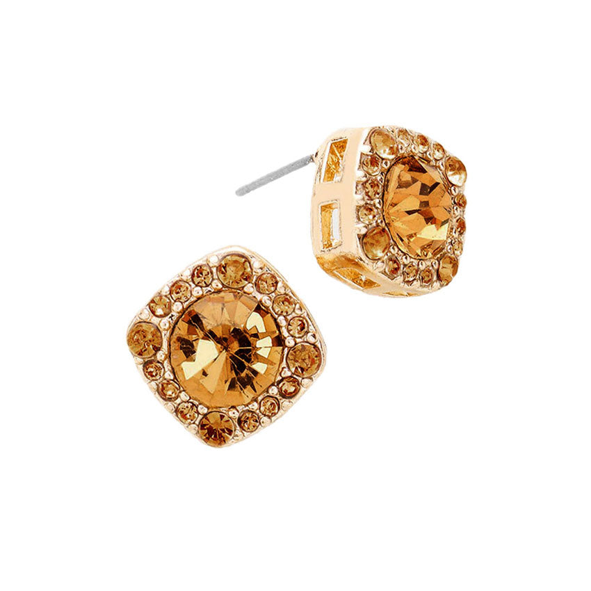 Round Glass Crystal Cut Quad Stud Earrings