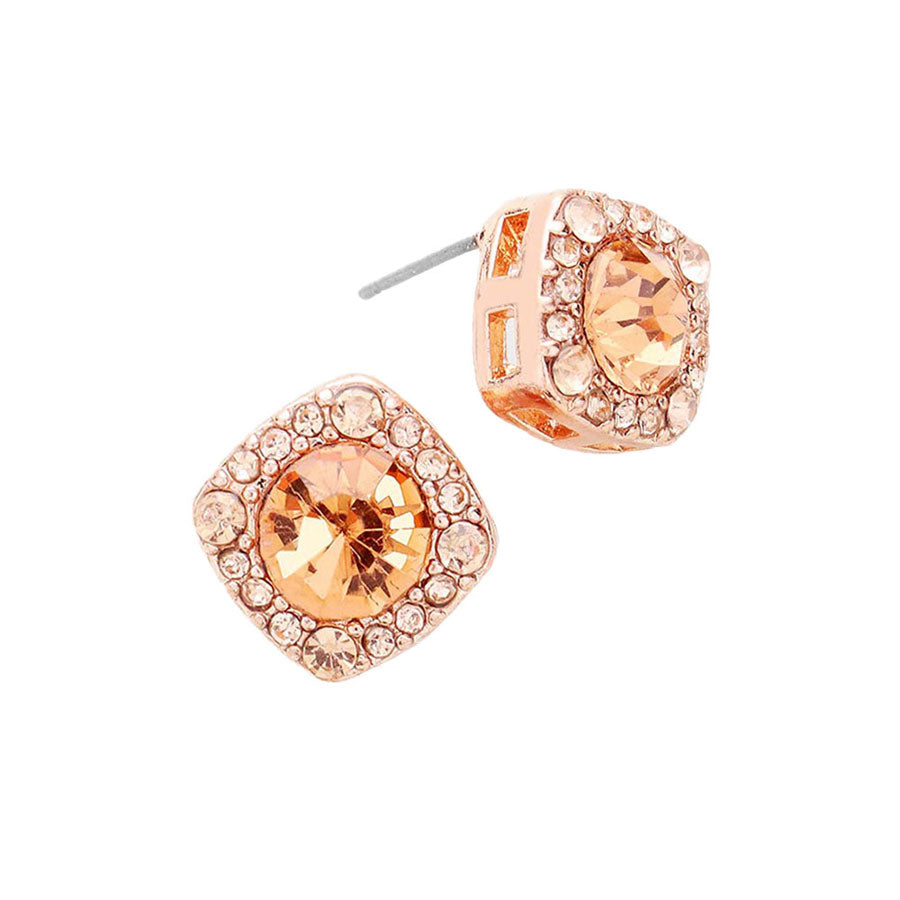 Round Glass Crystal Cut Quad Stud Earrings