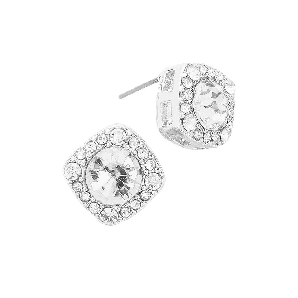 Round Glass Crystal Cut Quad Stud Earrings