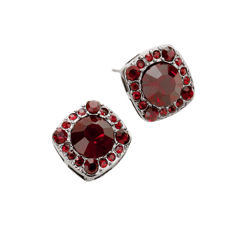 Round Glass Crystal Cut Quad Stud Earrings