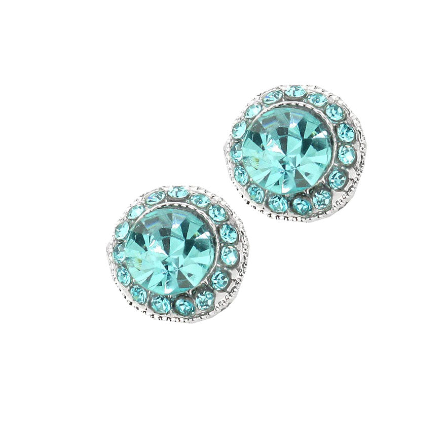 Women's Round Stone Stud Evening Earrings