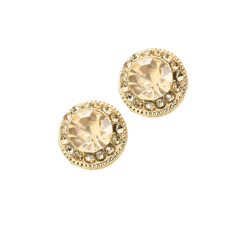 Women's Round Stone Stud Evening Earrings