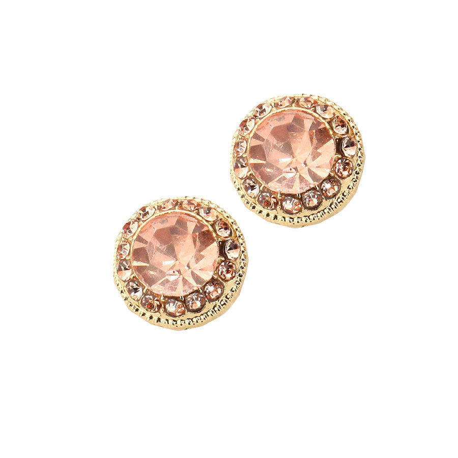 Women's Round Stone Stud Evening Earrings