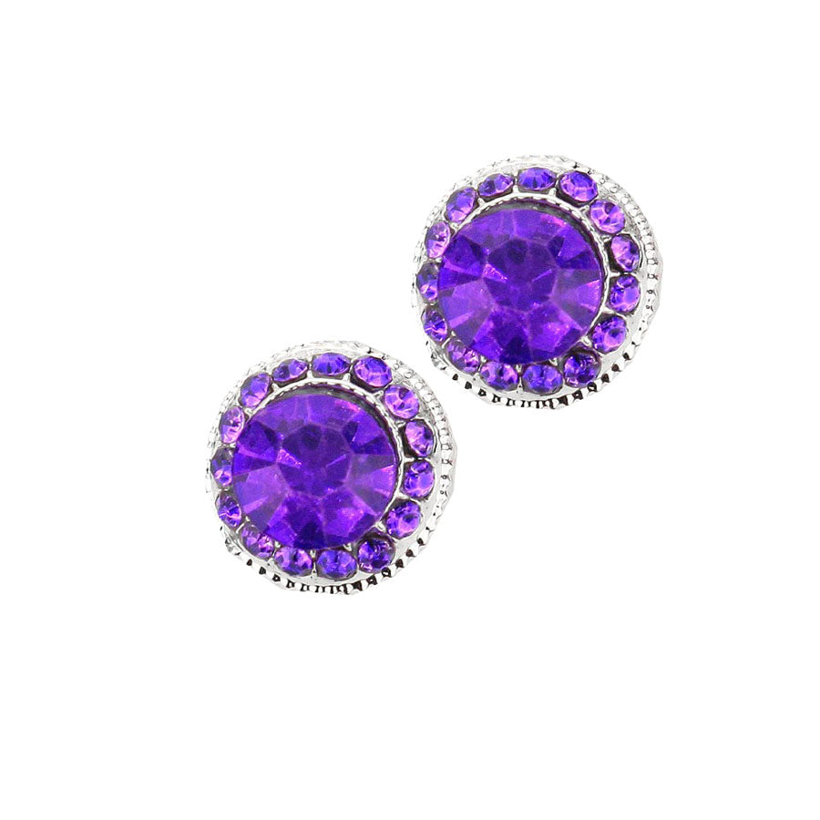 Women's Round Stone Stud Evening Earrings