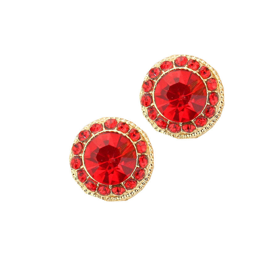 Women's Round Stone Stud Evening Earrings