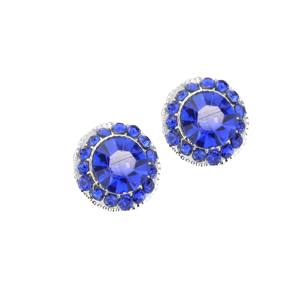Women's Round Stone Stud Evening Earrings