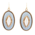 Blue Denim Dreams White Mother of Pearl Golden Drop Earrings